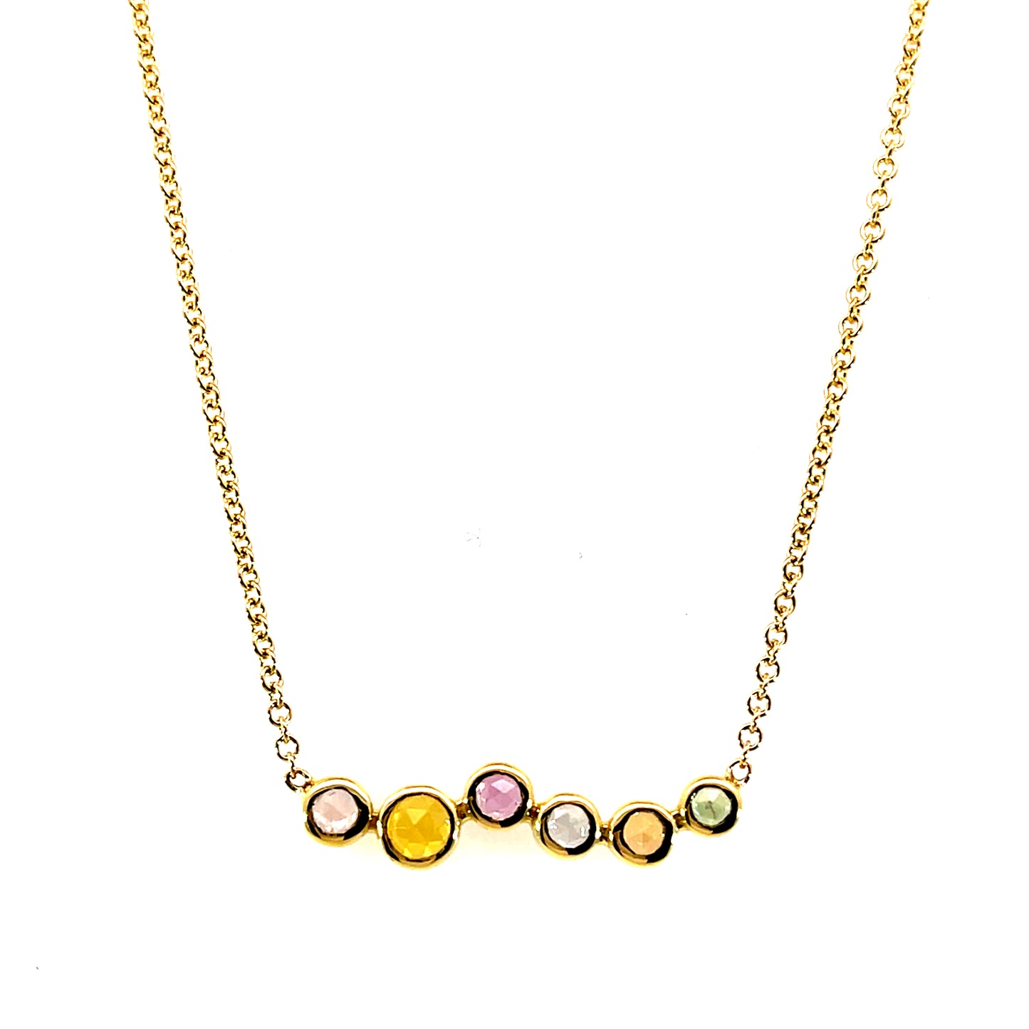 18k Yellow Gold Sapphire Bubble Bar Necklace