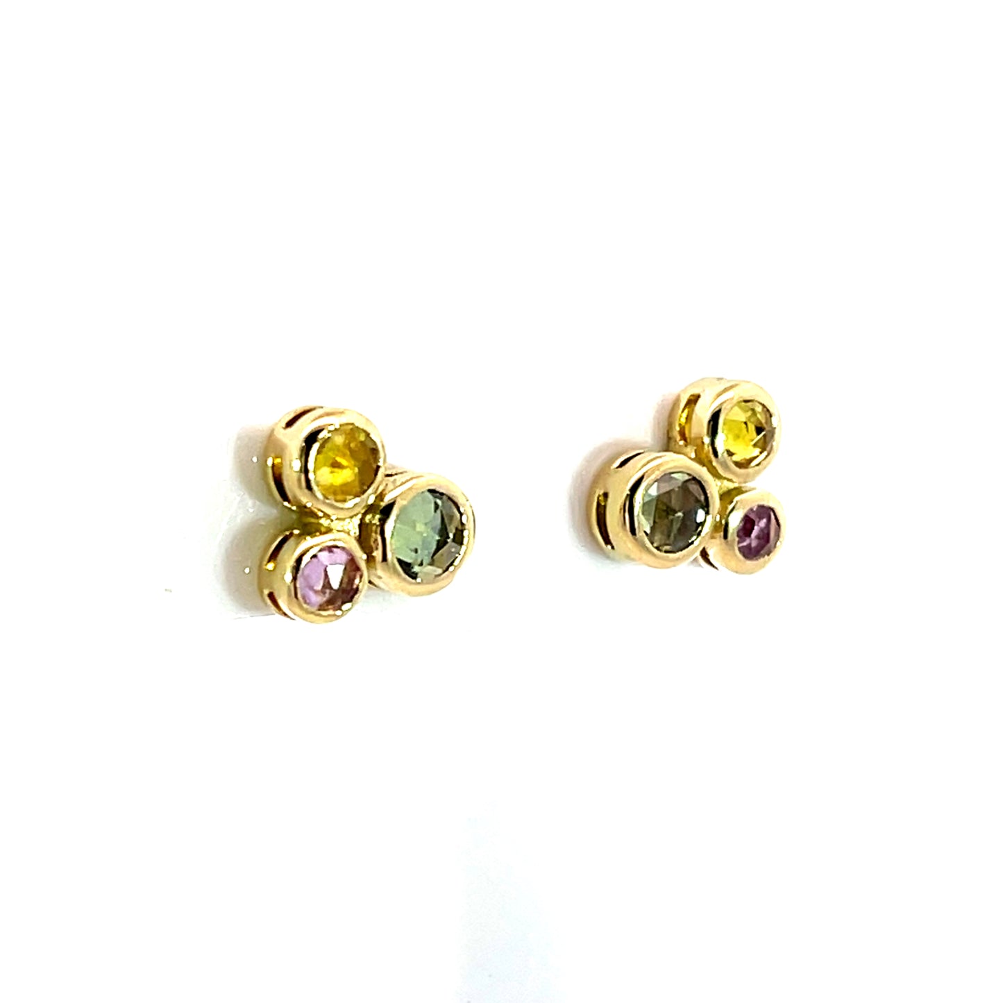18k Yellow Gold Sapphire Bubble Studs