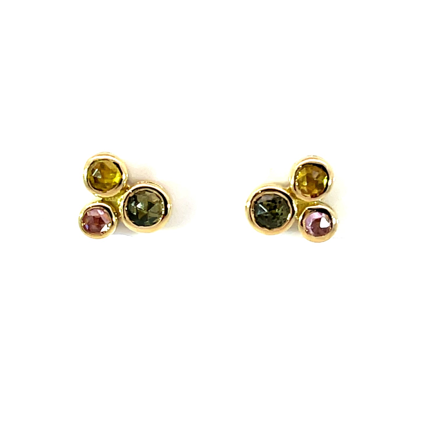 18k Yellow Gold Sapphire Bubble Studs