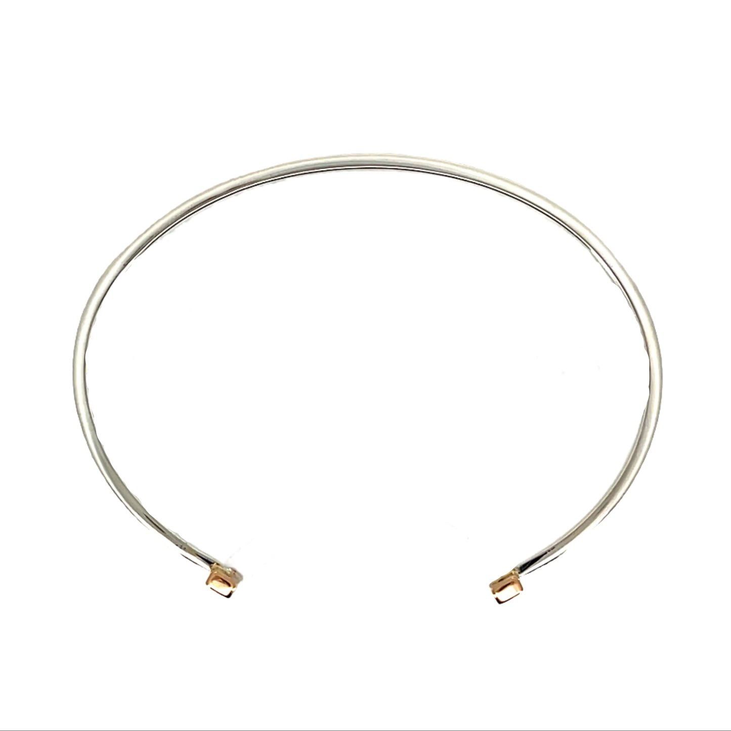 Sterling Silver and 18k Rose Gold Bracelet with Aqua Blue Diamonds