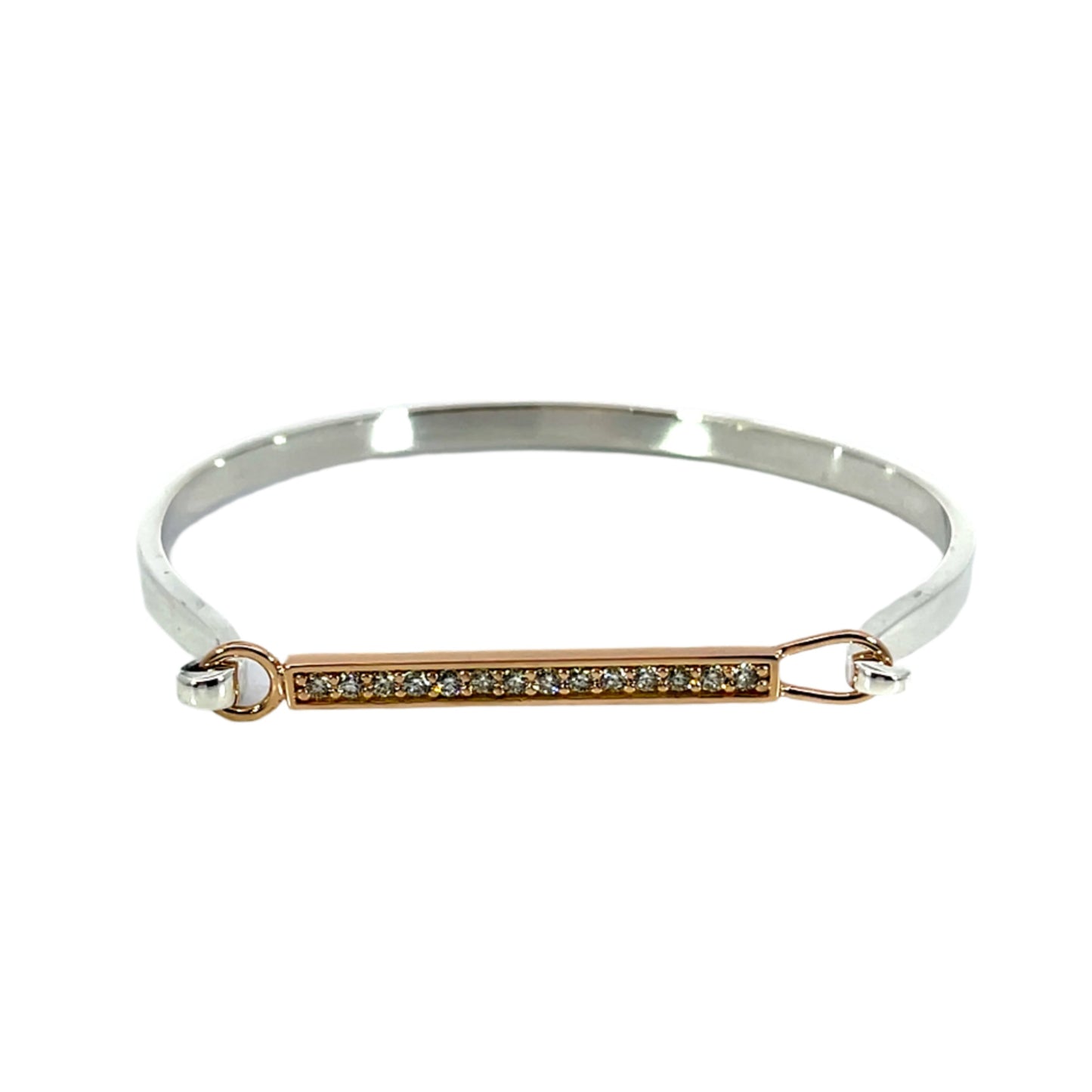 Sterling Silver and 18k Rose Gold Bracelet with Champagne Diamonds