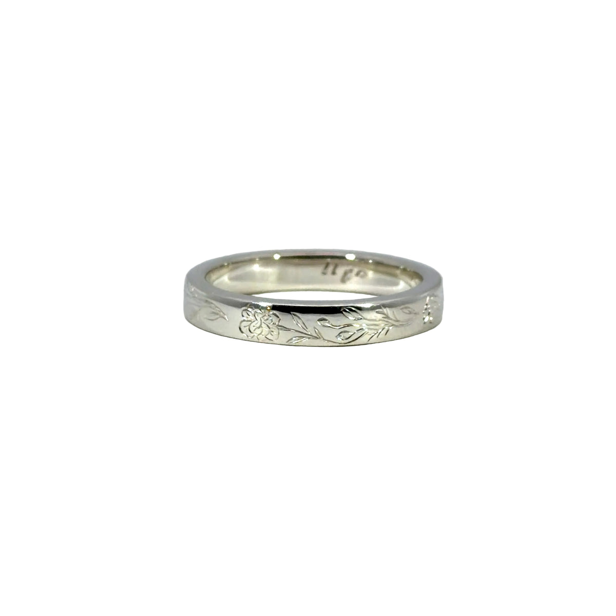 6.25 Sterling Silver Larkspur Flower Engraved Band