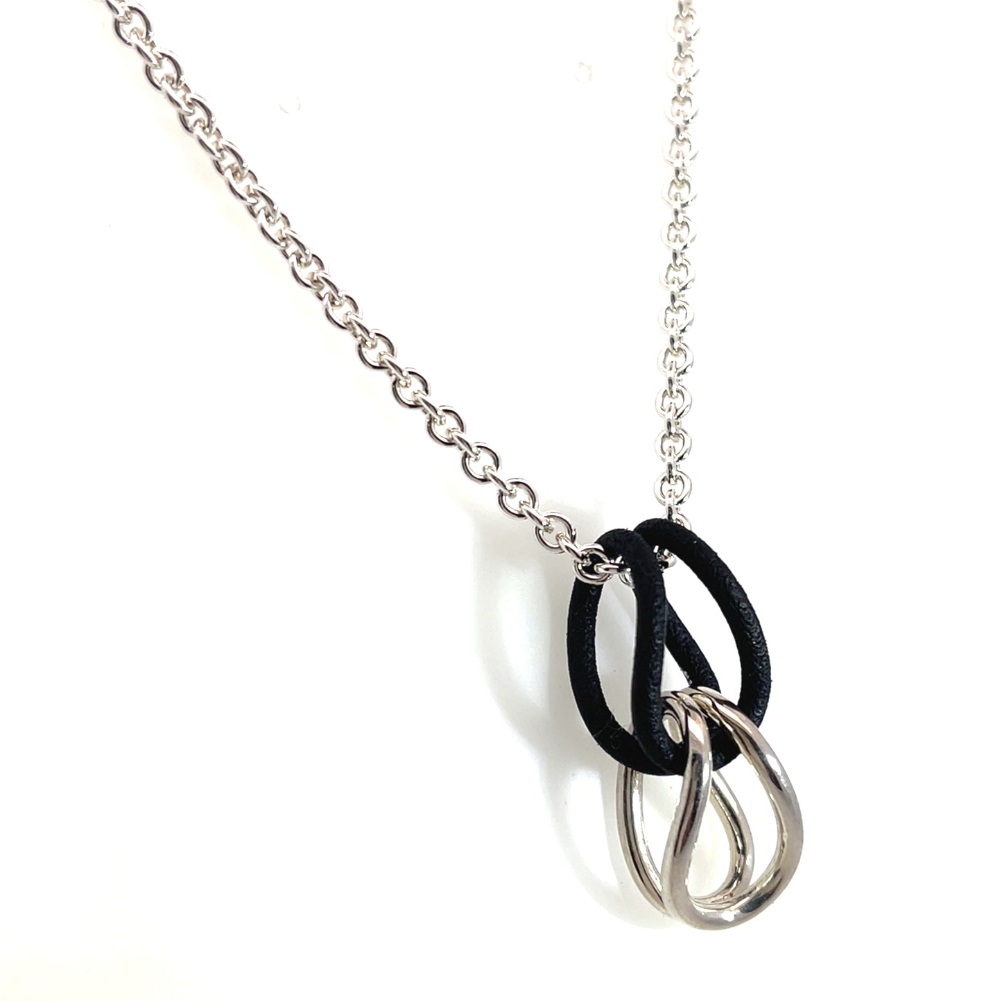 Sterling Silver and Black Nylon Double Link Pendant