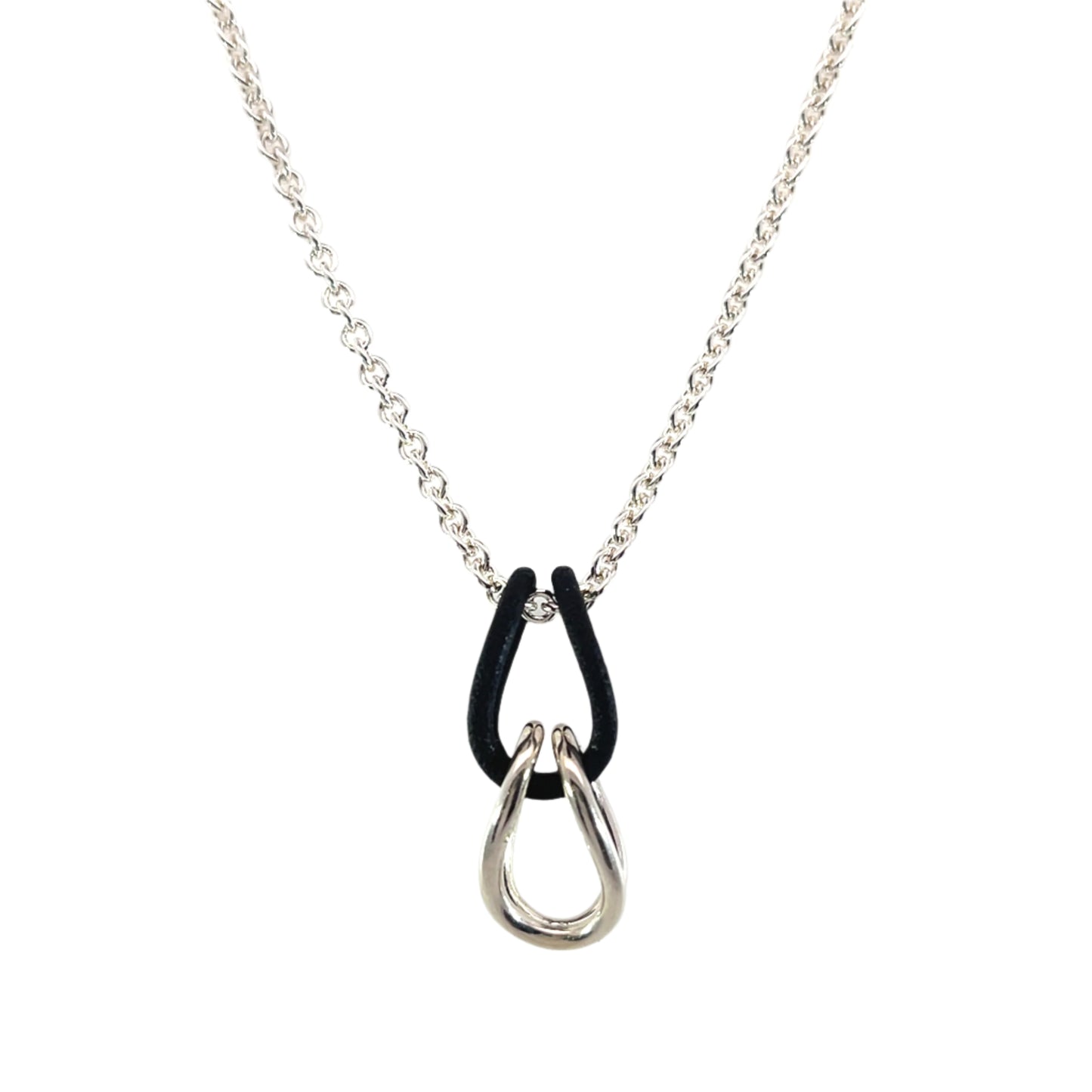 Sterling Silver and Black Nylon Double Link Pendant