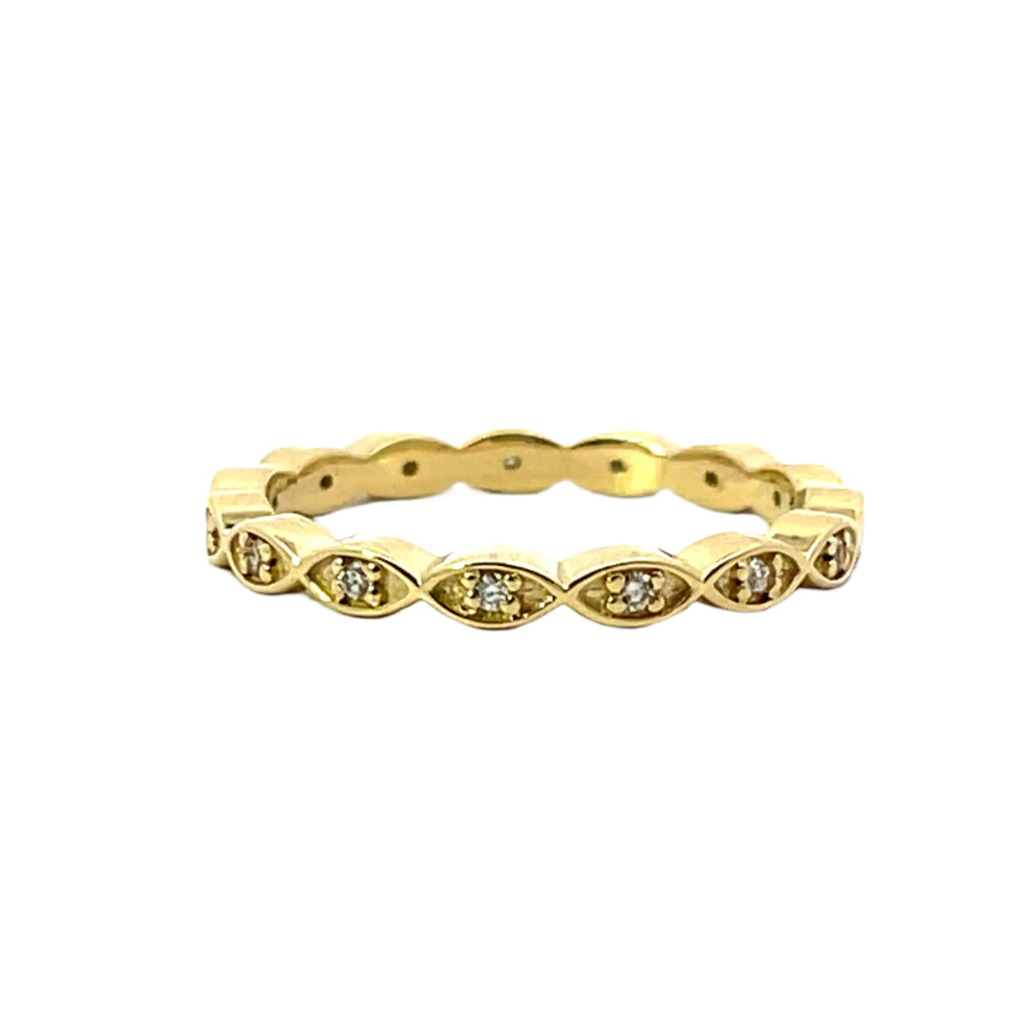 18k Yellow Gold F/VS Diamond Marquise-Style Band