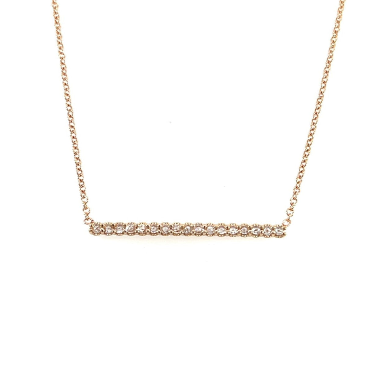18k Rose Gold Rose Cut Diamond Bar Necklace