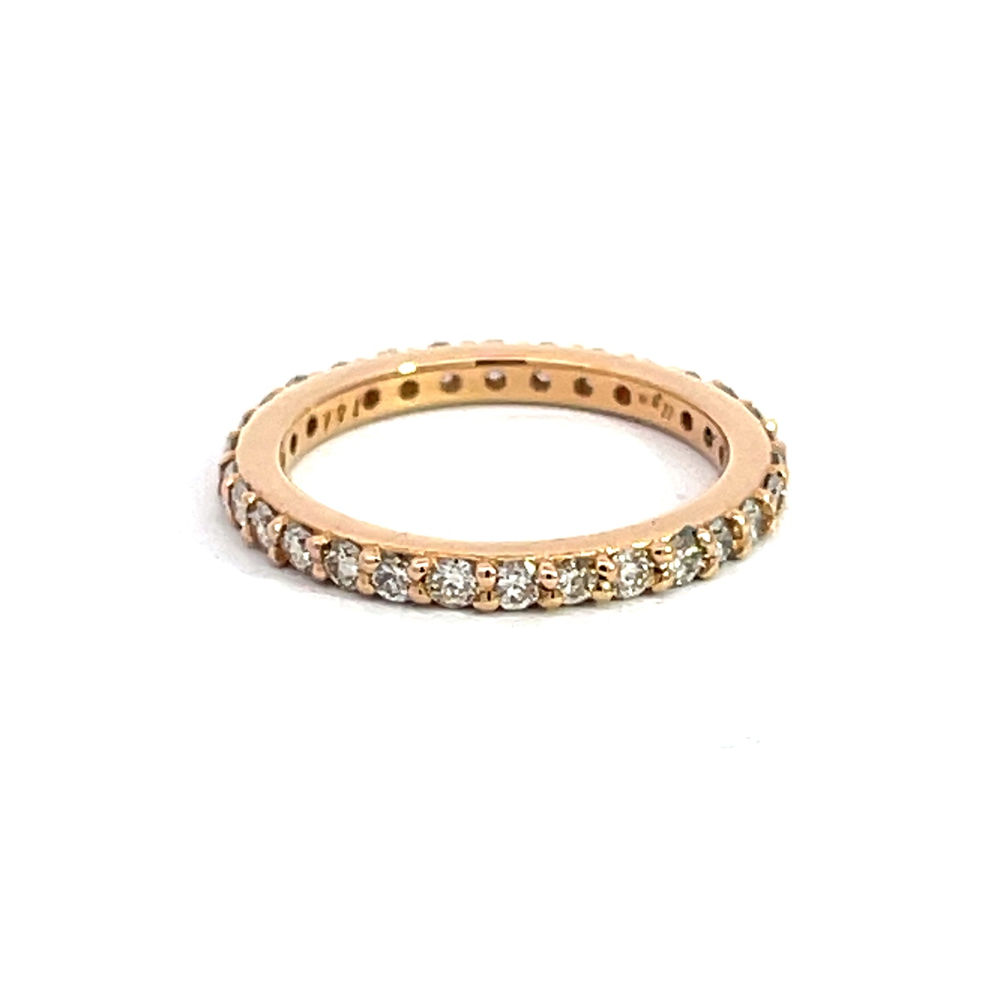 18k Rose Gold Anniversary Band with 2mm Light Brown Diamonds