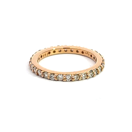 18k Rose Gold Anniversary Band with 2mm Light Brown Diamonds
