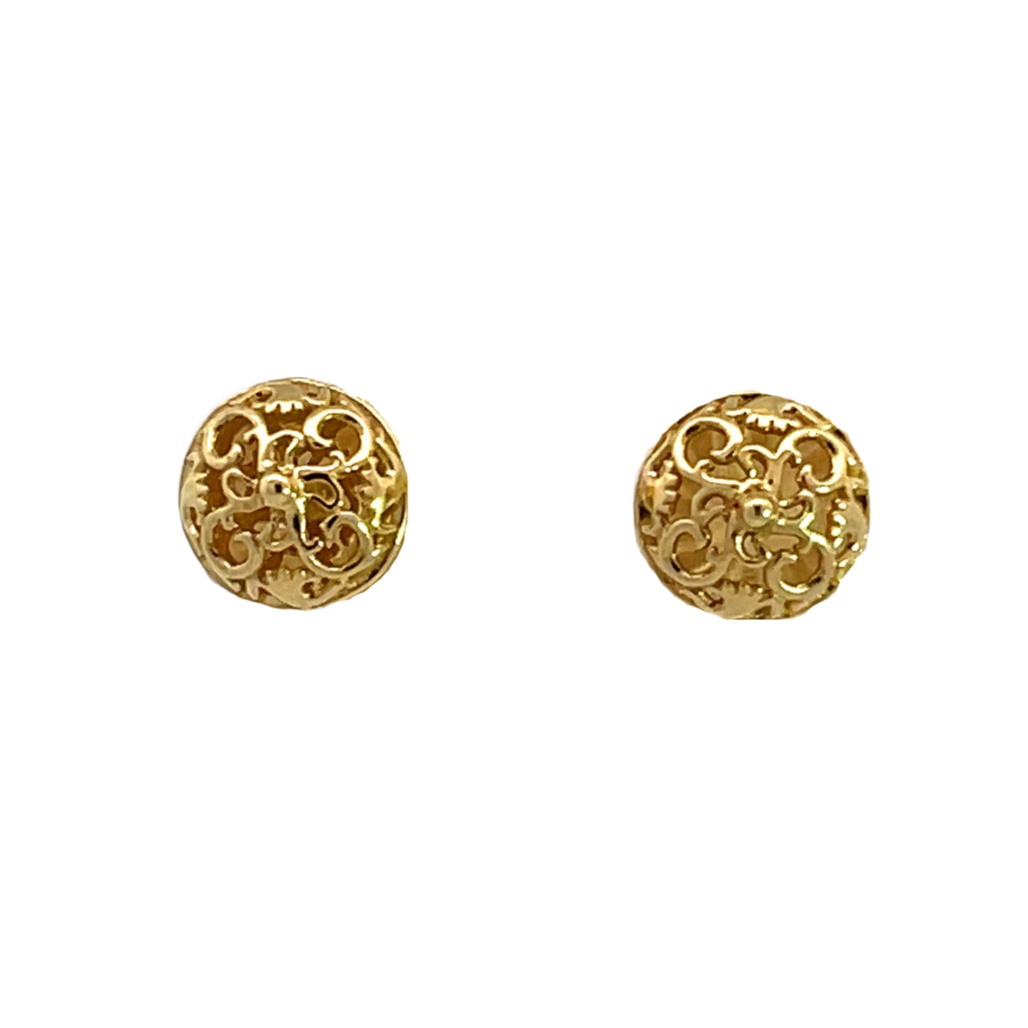 18K Yellow Gold Scroll Studs