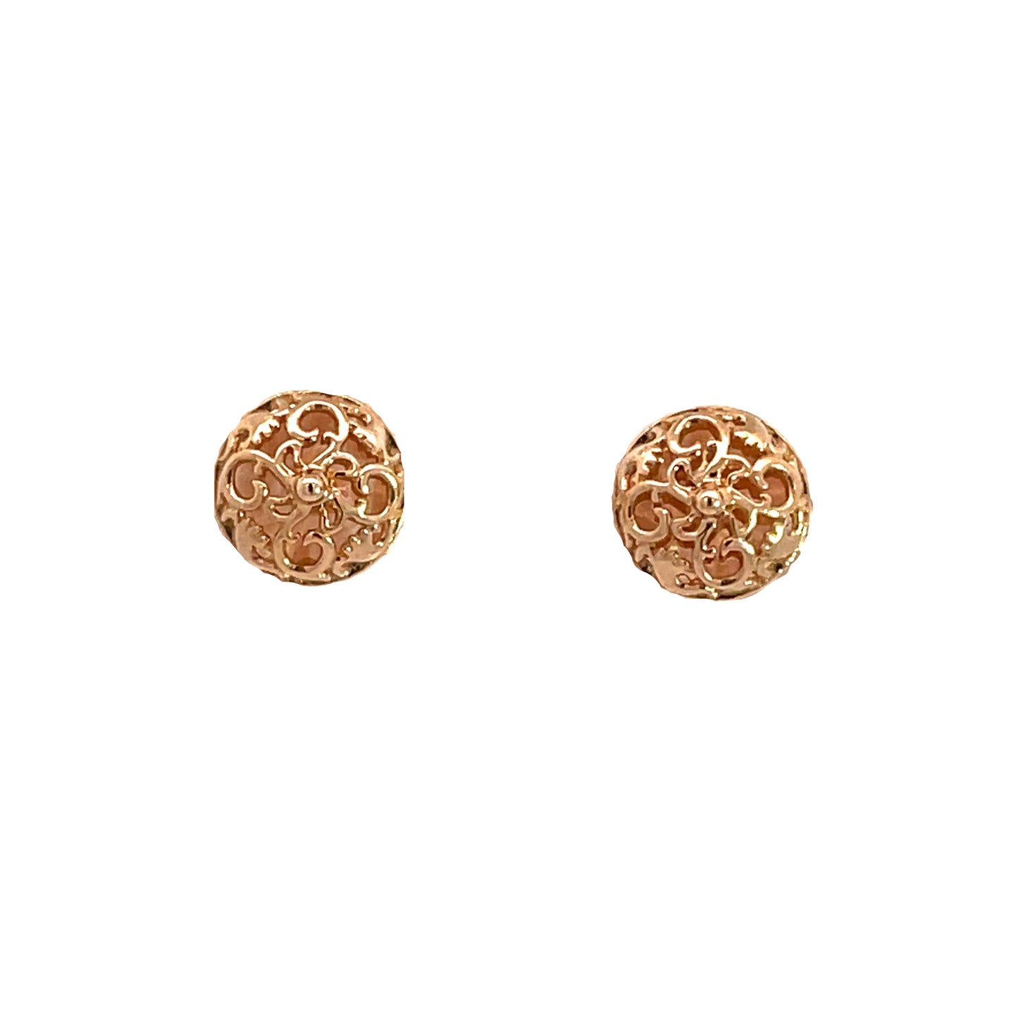 18K Rose Gold Scroll Stud Earrings