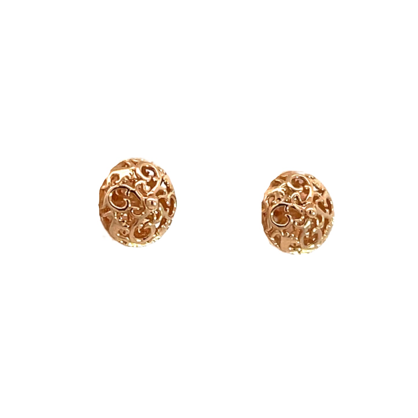 18K Rose Gold Scroll Stud Earrings