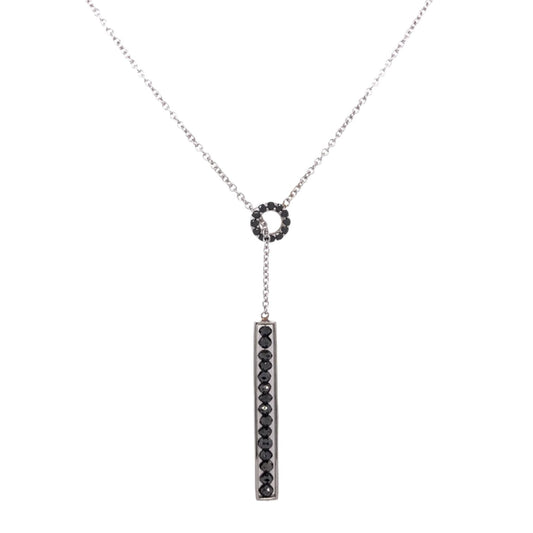 18k White Gold Black Diamond Lariat Necklace 24-Inch