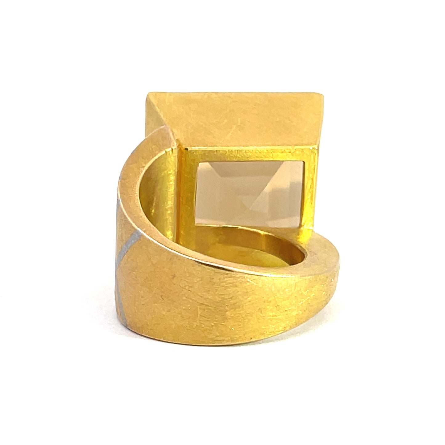 18k Yellow Gold and Platnium Citrine and Diamond Ring
