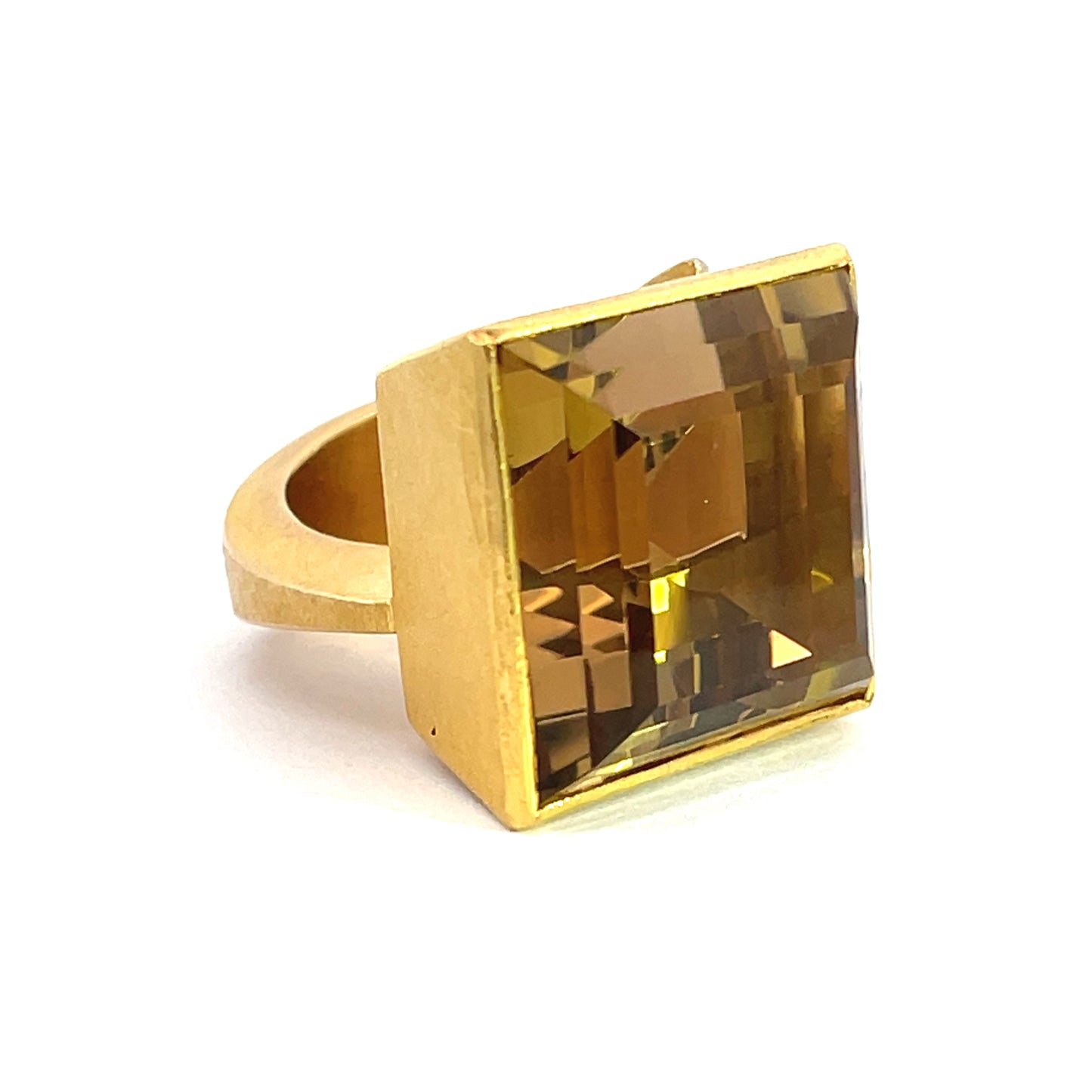 18k Yellow Gold and Platnium Citrine and Diamond Ring