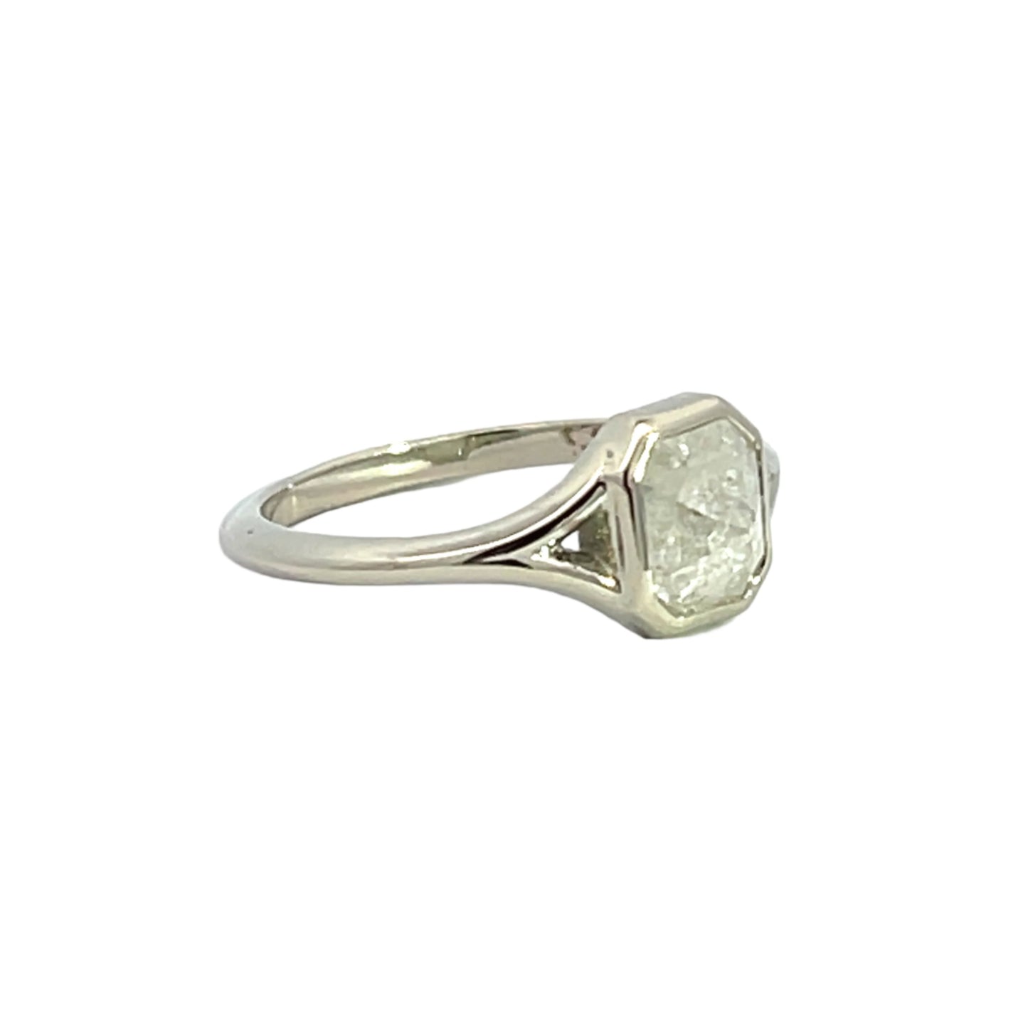 Cushion Shape Grey Rose Cut Diamond Ring