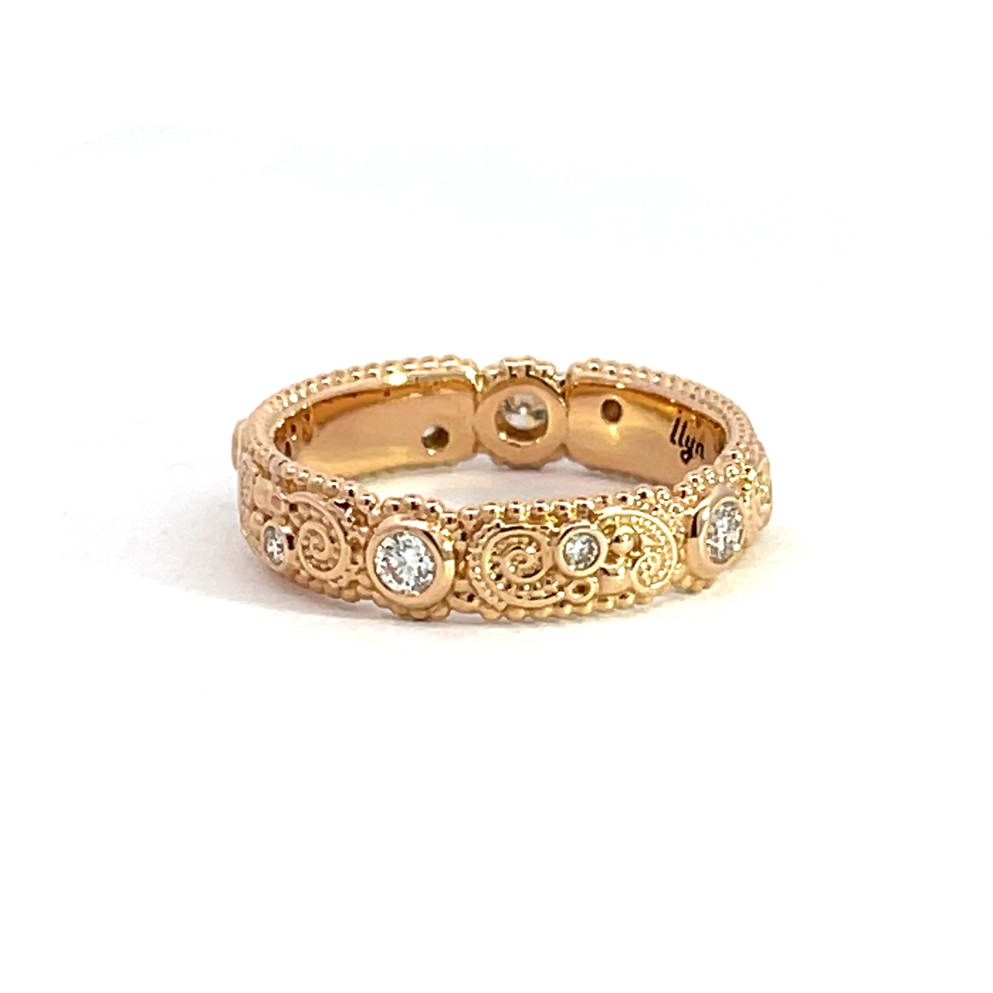 18k Rose Gold Champagne Diamond llyn Band