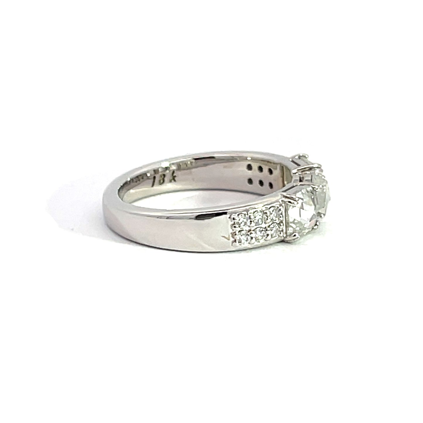 18k White Gold Ring with Rose Cut White Diamonds