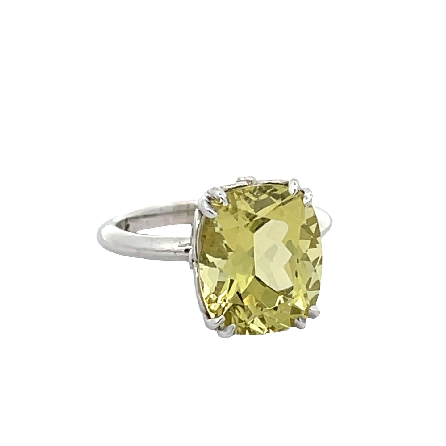 18k White Gold Ring with a Yellow Beryl and Tsavorite Garnets