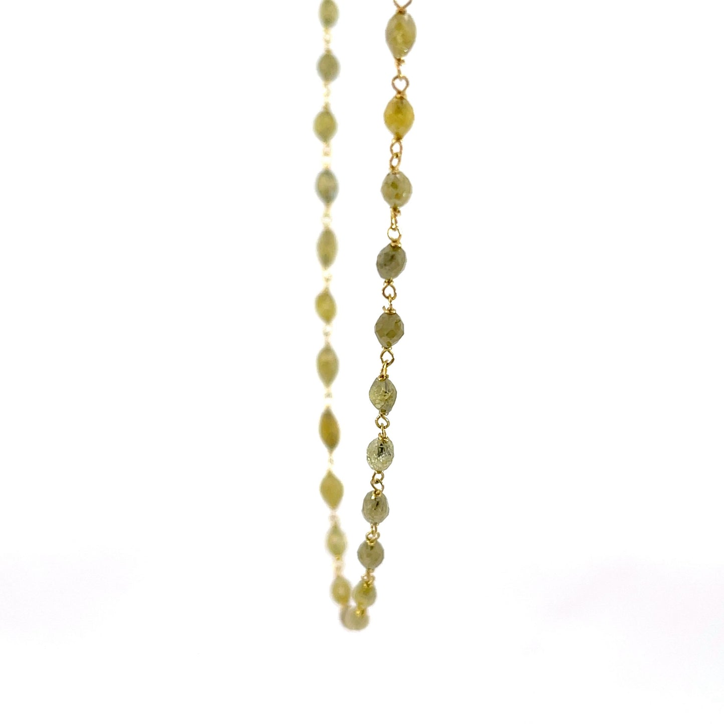 24" Yellow Gold and Yellow Diamond Bead Necklace