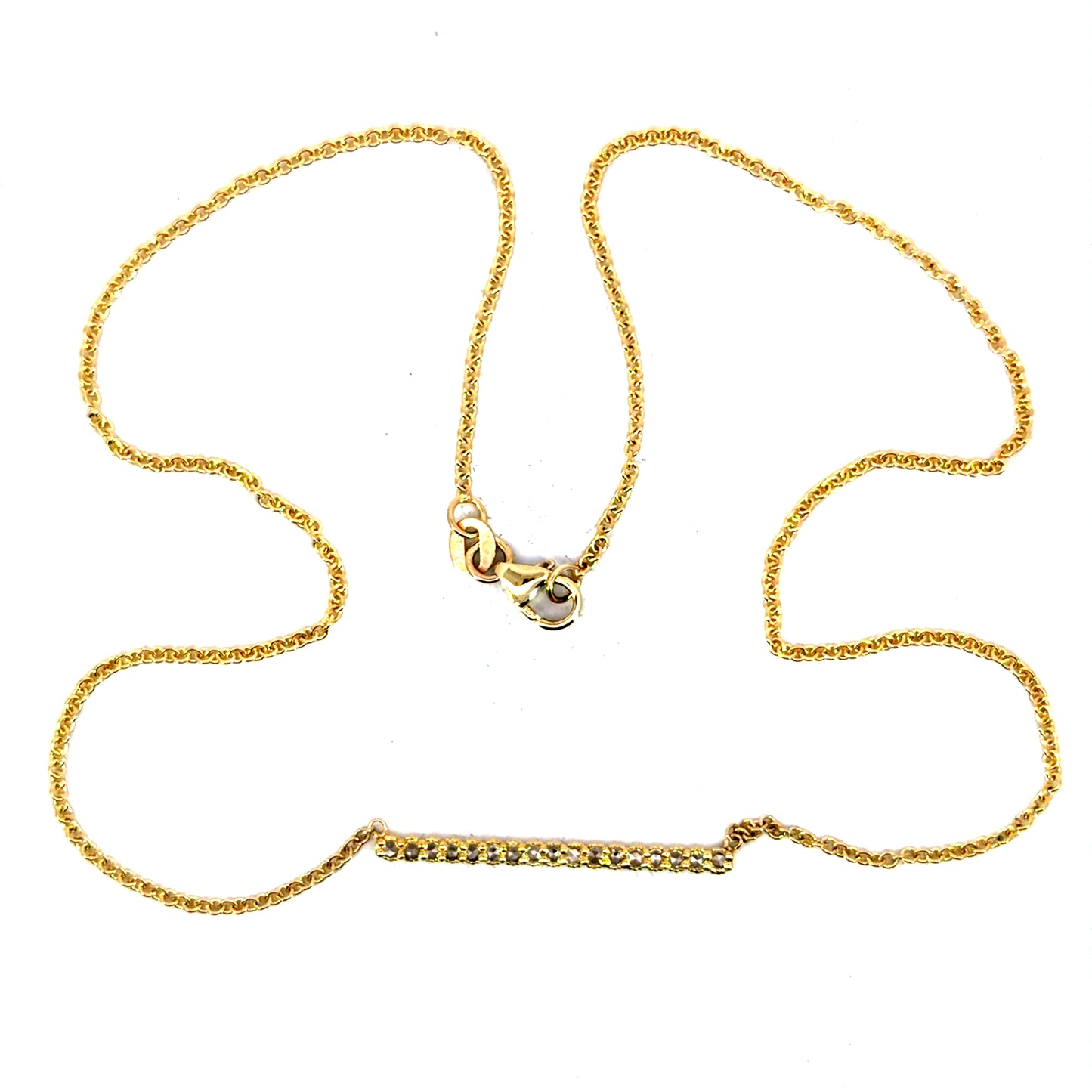 18k Yellow Gold Rose Cut Diamond Bar Necklace