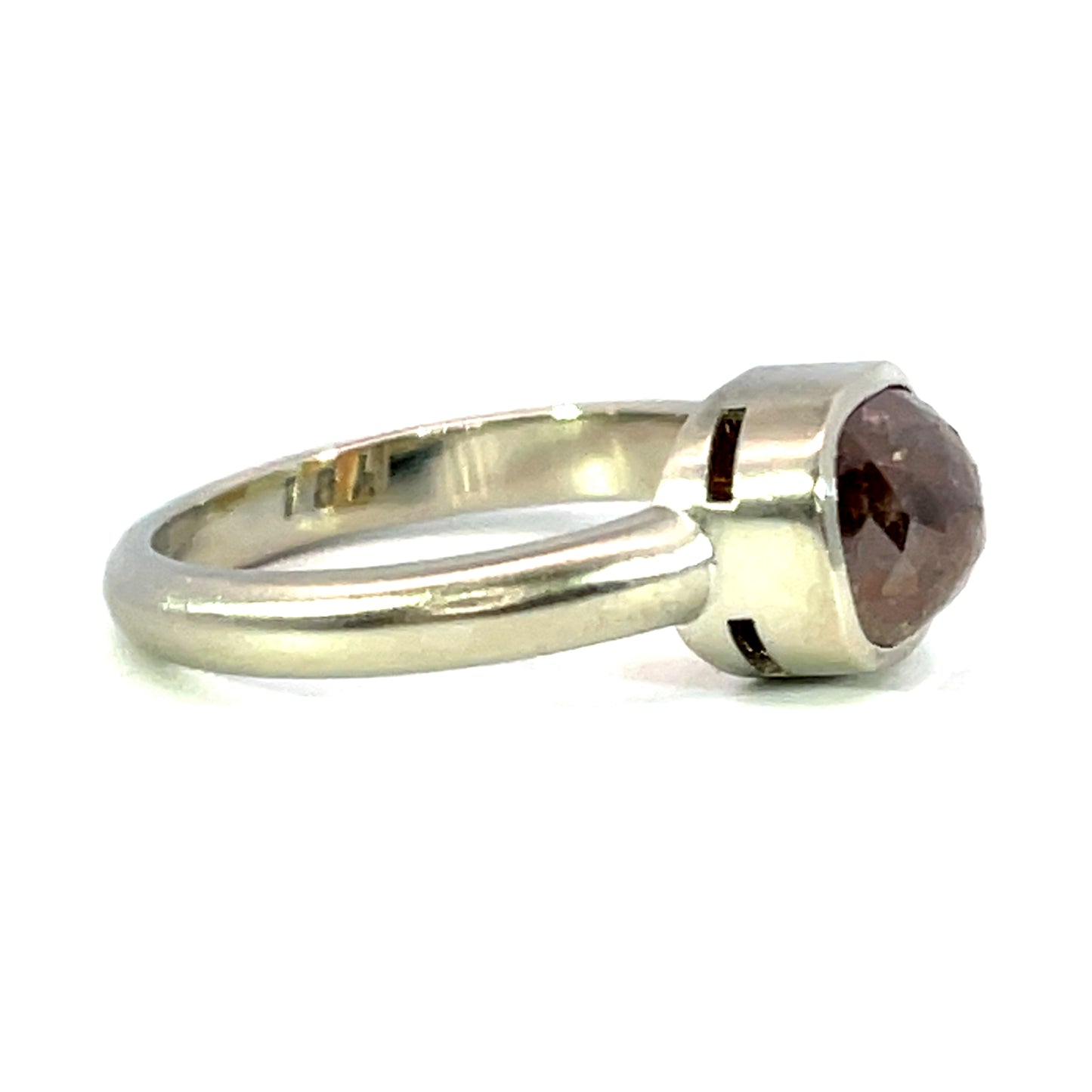 Cognac Diamond Ring in 18k White Gold
