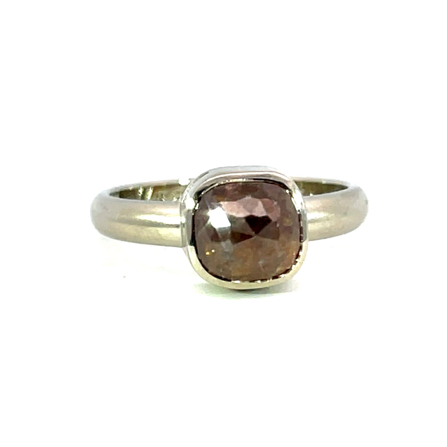 Cognac Diamond Ring in 18k White Gold