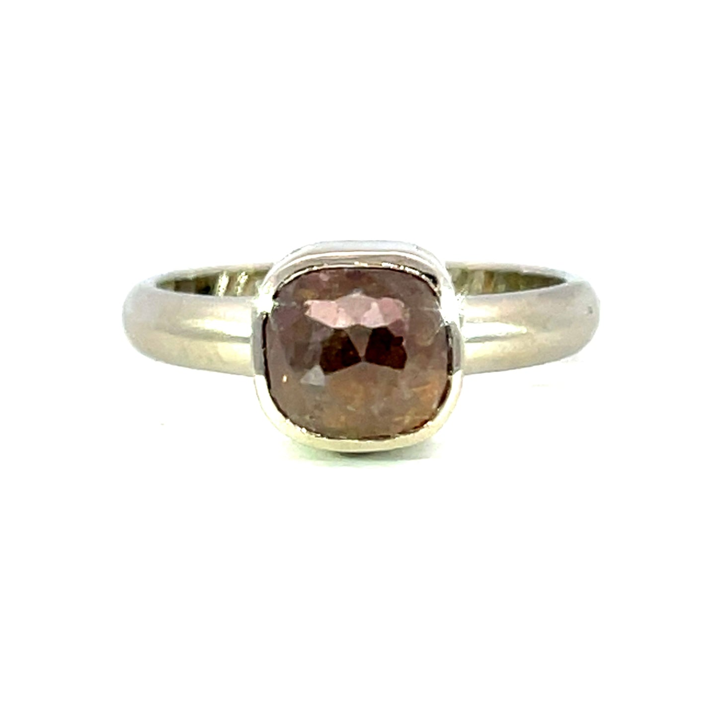 Cognac Diamond Ring in 18k White Gold