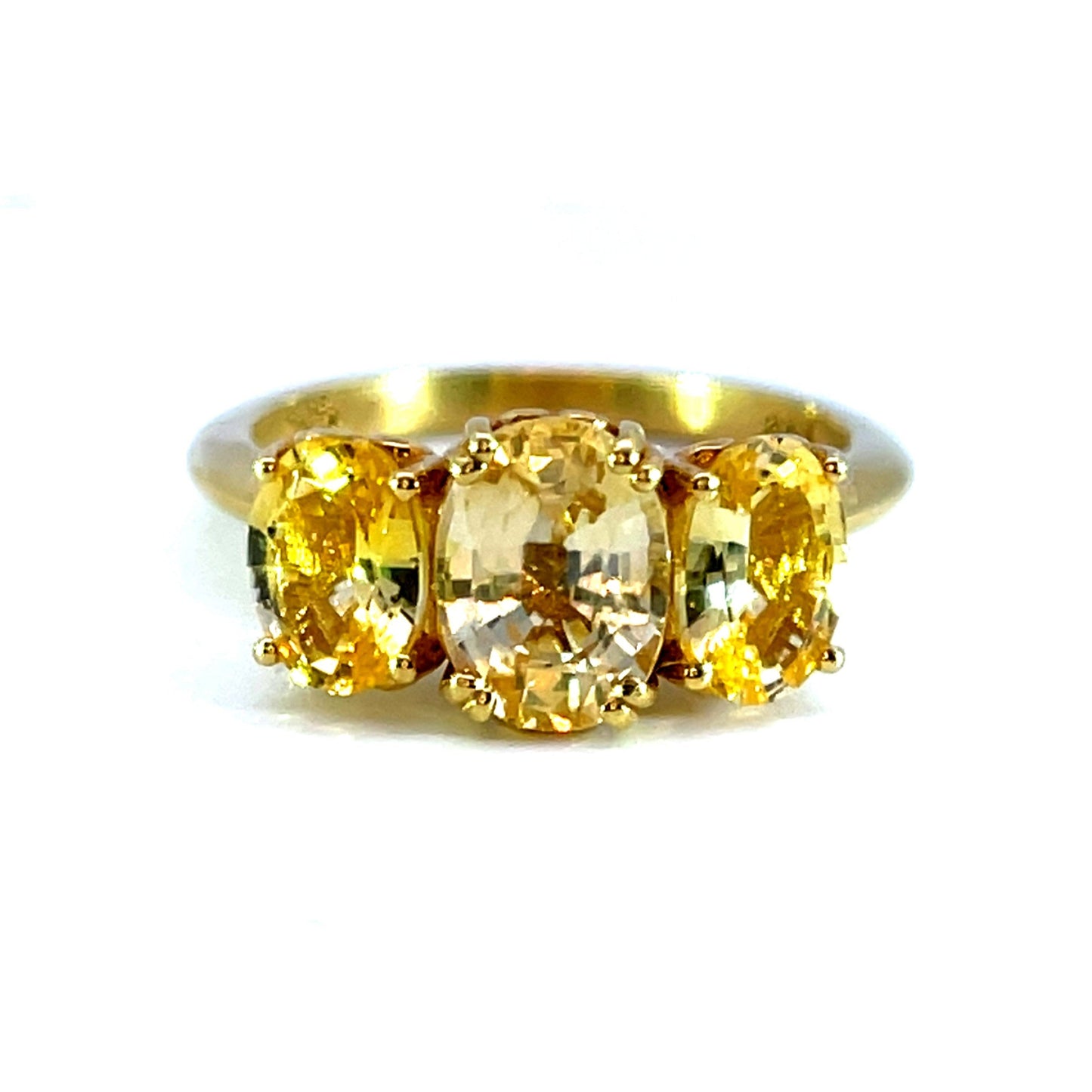 Triple Yellow Sapphire Ring Set in Yellow Gold