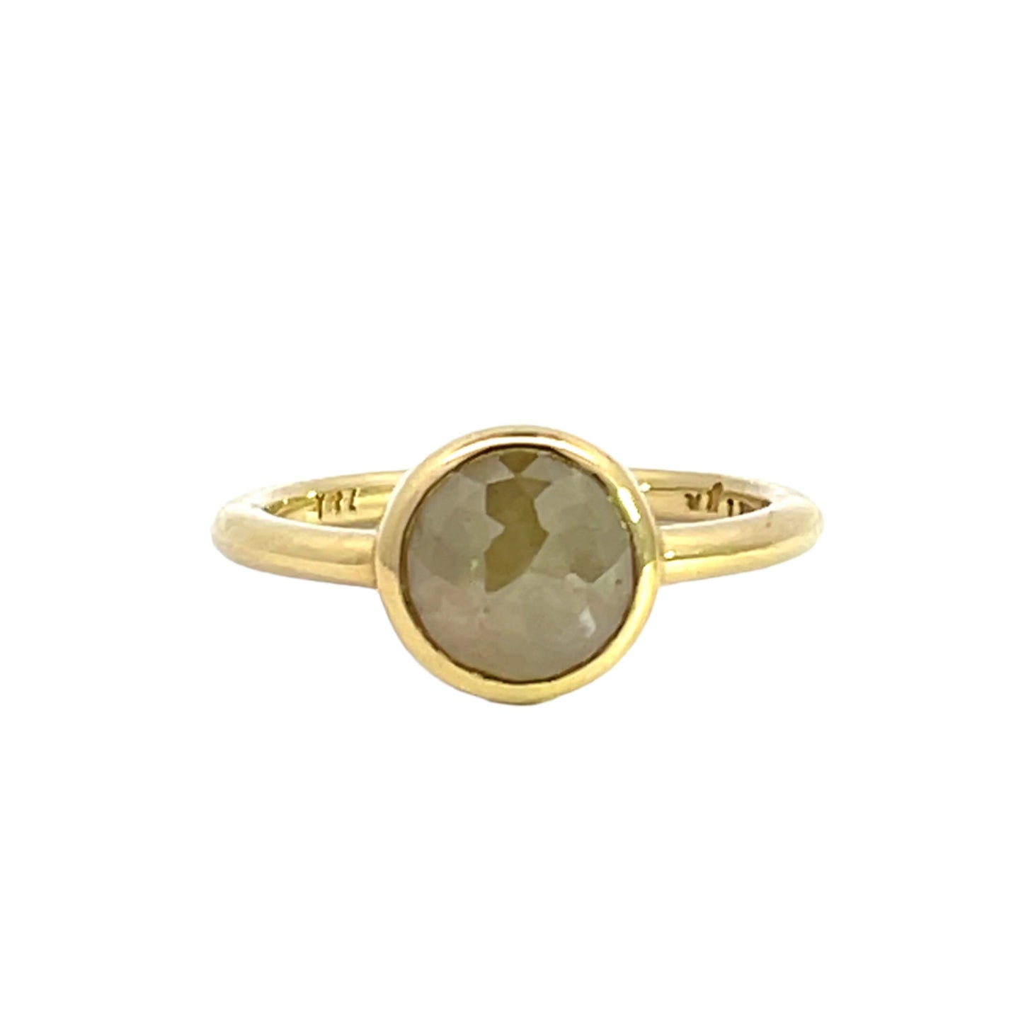 18k Yellow Gold Gray Rose Cut Diamond Ring