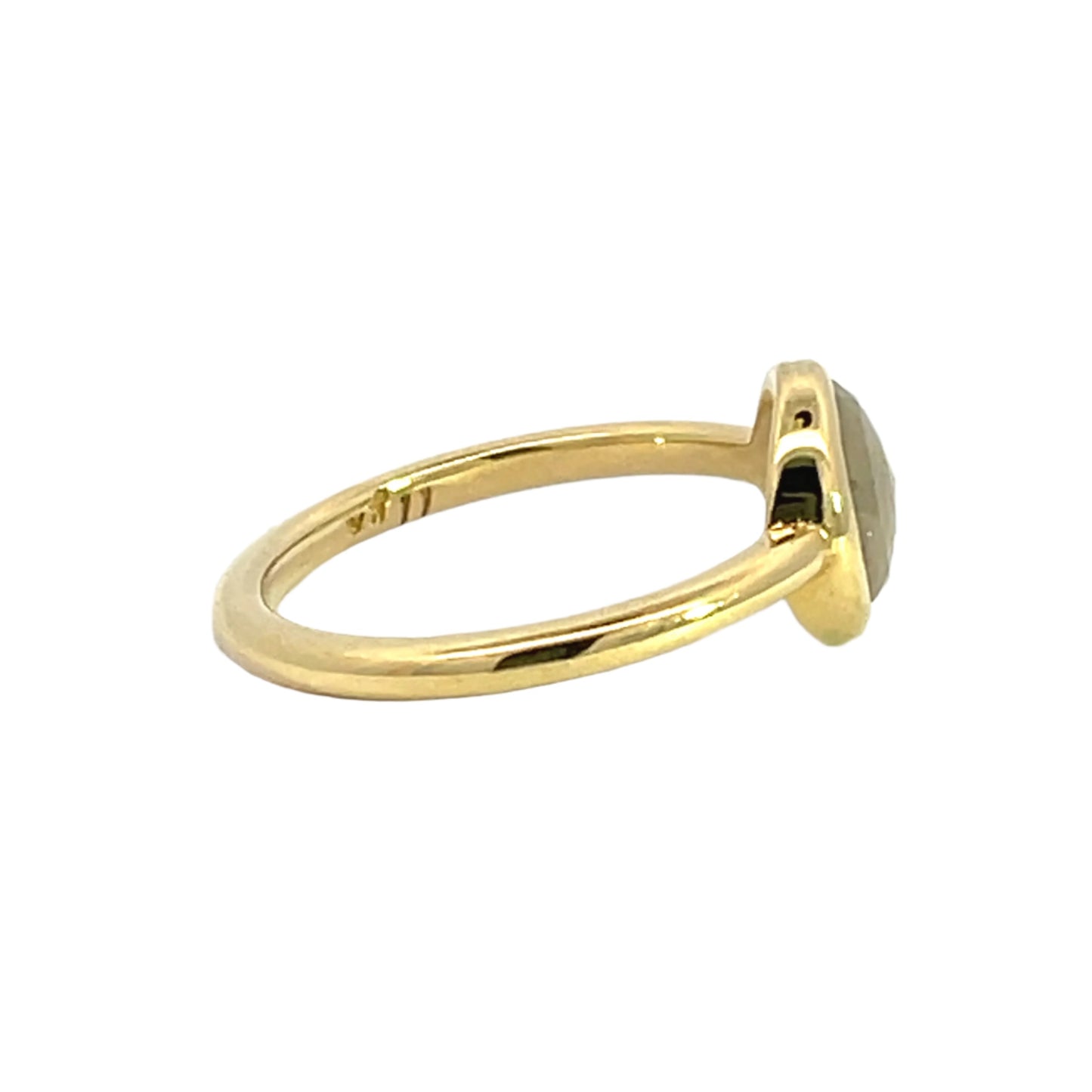 18k Yellow Gold Gray Rose Cut Diamond Ring