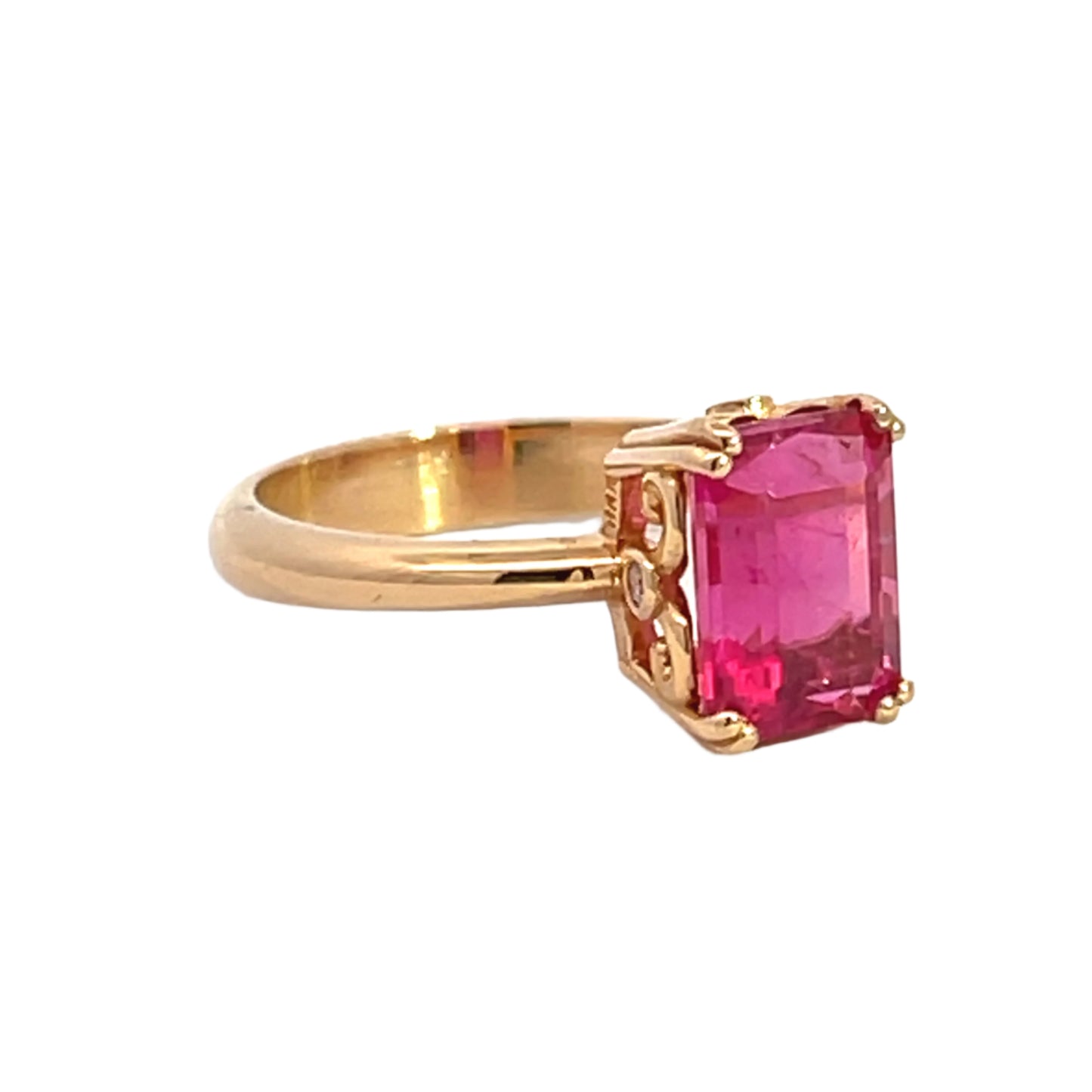20k Rose Gold and Pink Tourmaline Ring