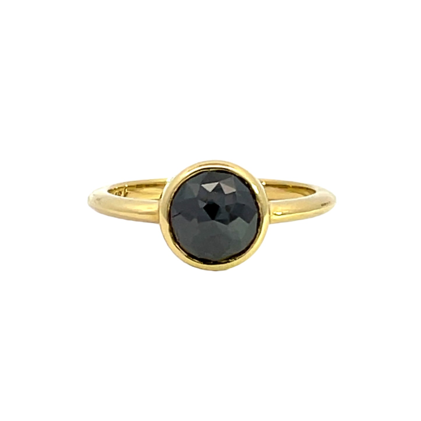 18k Yellow Gold Rose Cut Black Diamond Ring