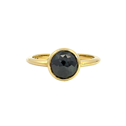 18k Yellow Gold Rose Cut Black Diamond Ring