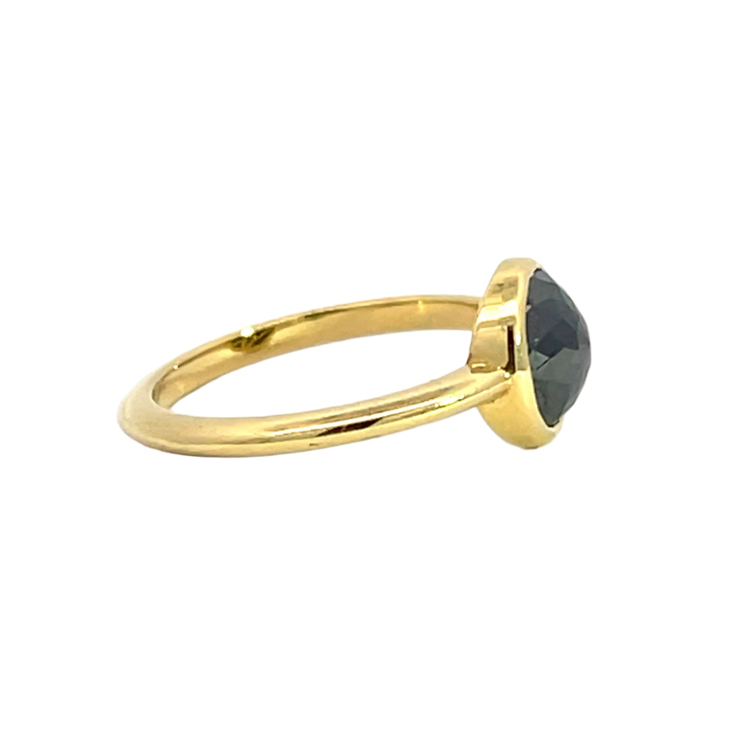 18k Yellow Gold Rose Cut Black Diamond Ring