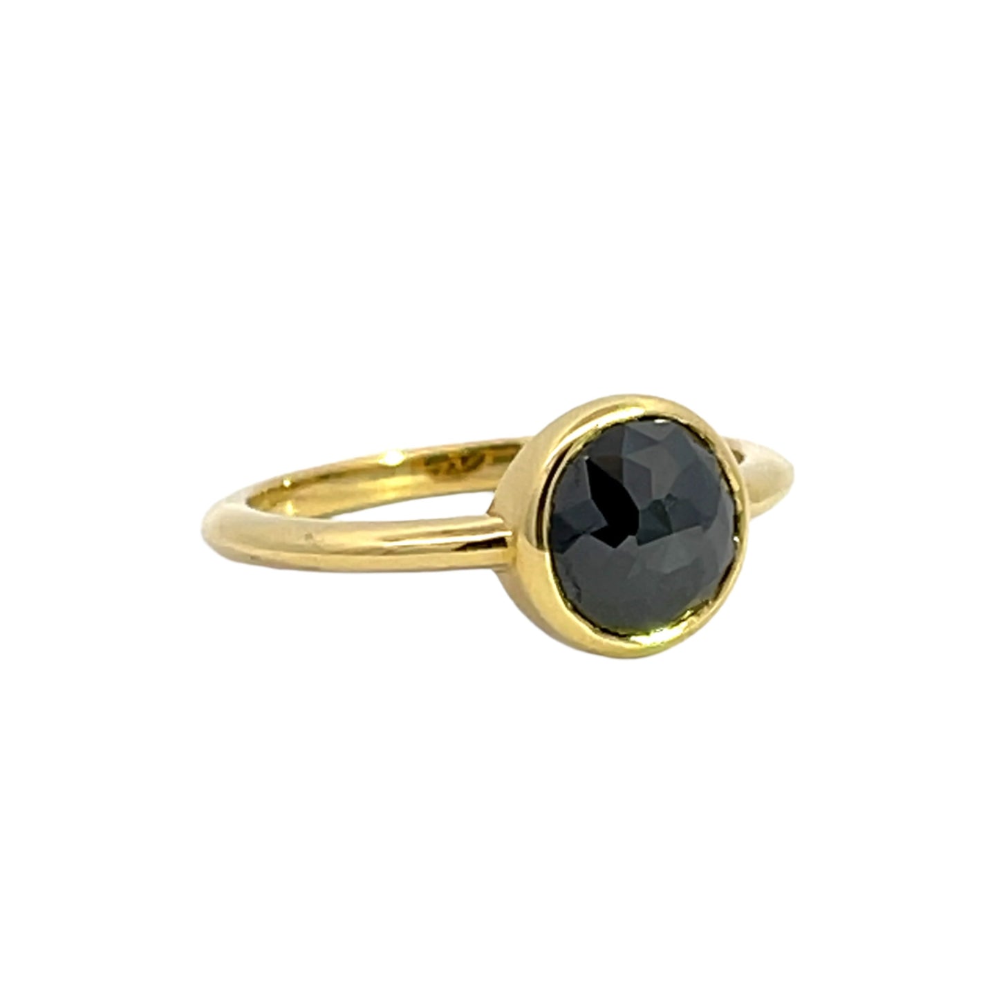 18k Yellow Gold Rose Cut Black Diamond Ring