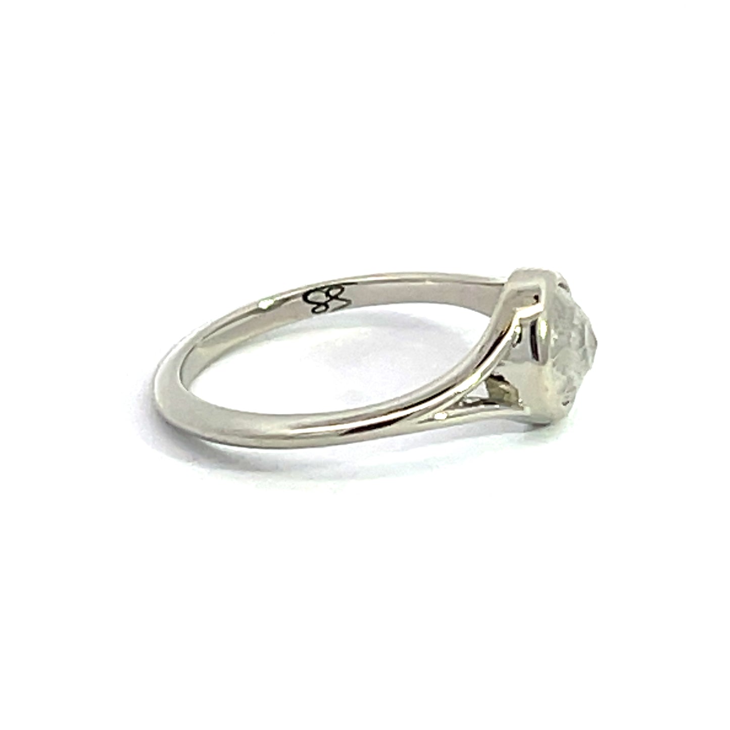 18k White Gold Round Grey Rose Cut Diamond Ring