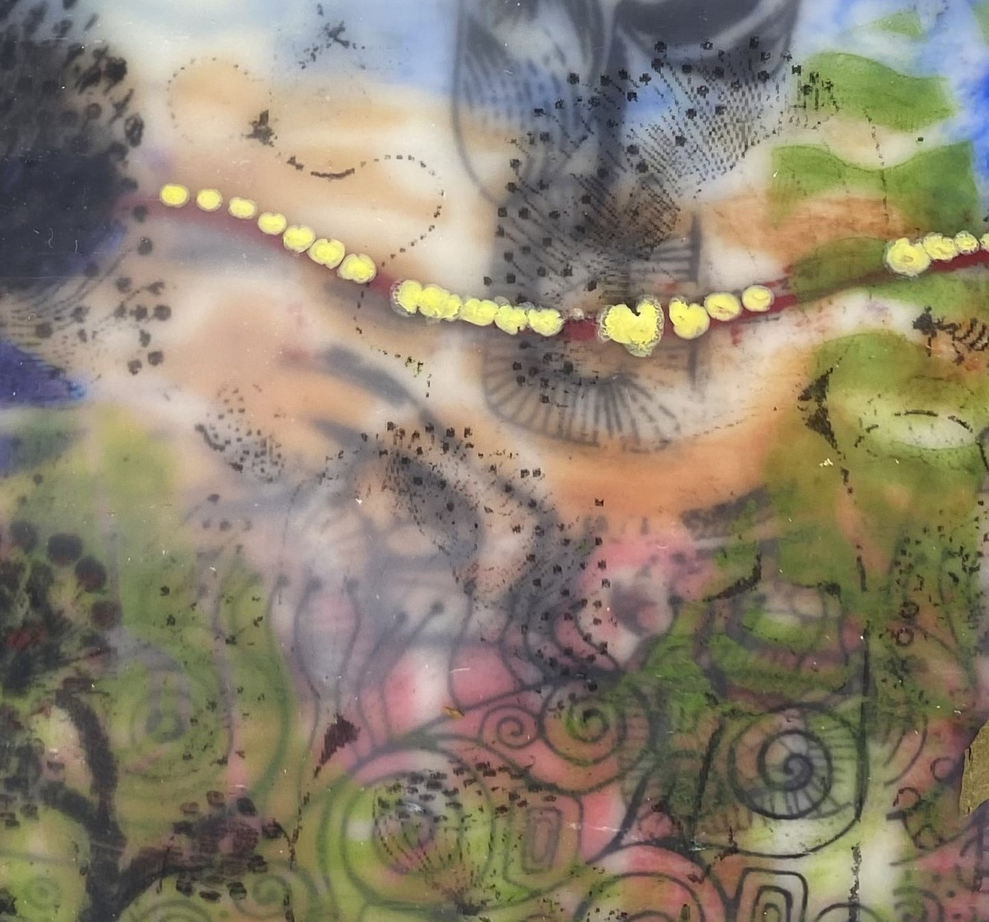 "Enchanted Bees 3" Encaustic Painting