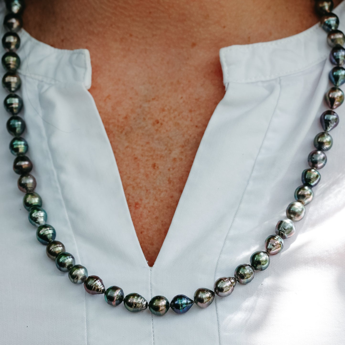 Baroque Tahitian Pearl Necklace with an 18k Rose Gold Modullyn Keys – 25” Strand