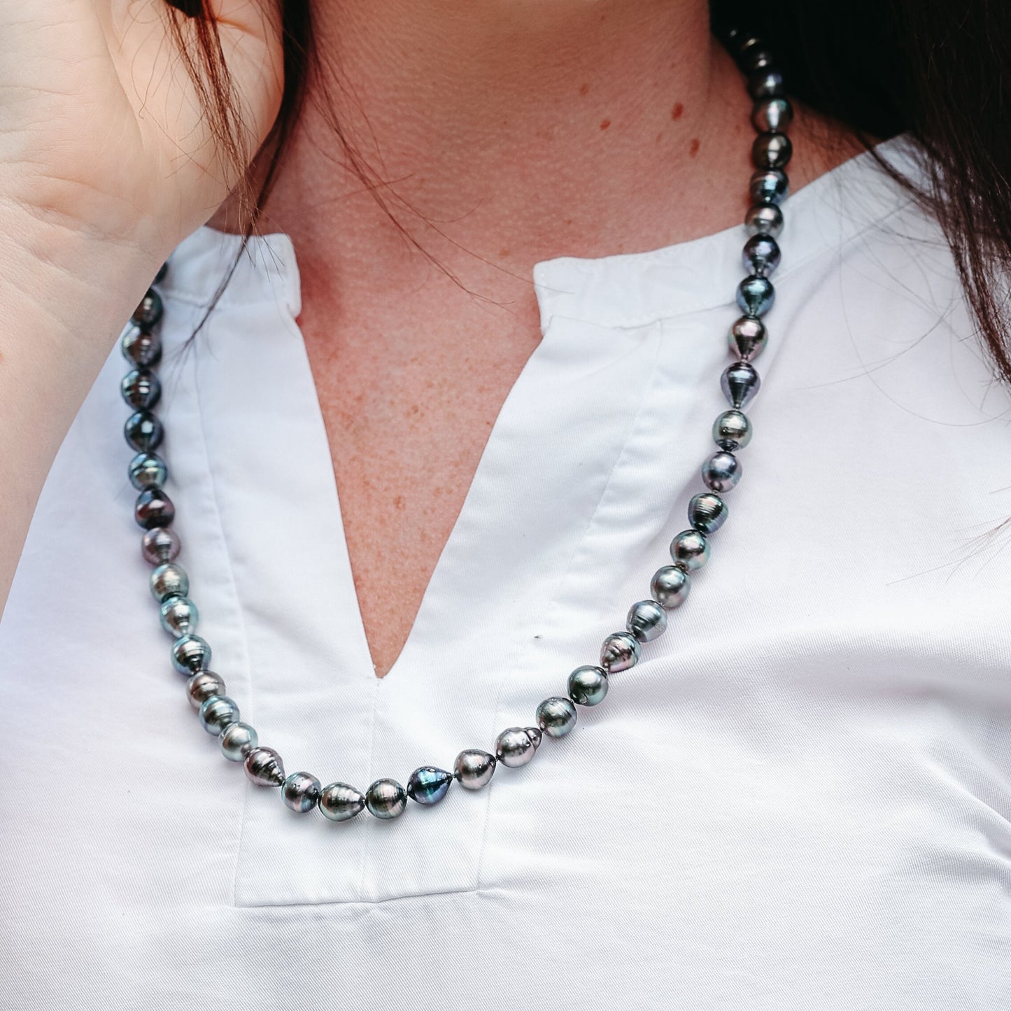 Baroque Tahitian Pearl Necklace with an 18k Rose Gold Modullyn Keys – 25” Strand