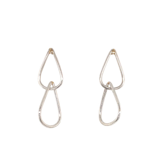 Sterling Silver and 14k Yellow Gold Teardrop Link Drop Earrings