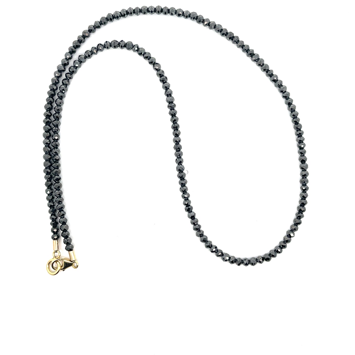 34.68ct Black Diamond Necklace with Yellow Gold Clasp