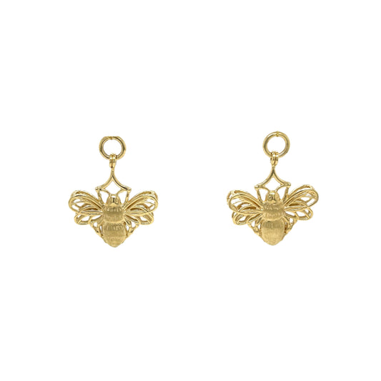 18k Yellow Gold Bee Earring Jackets with Looped Wings