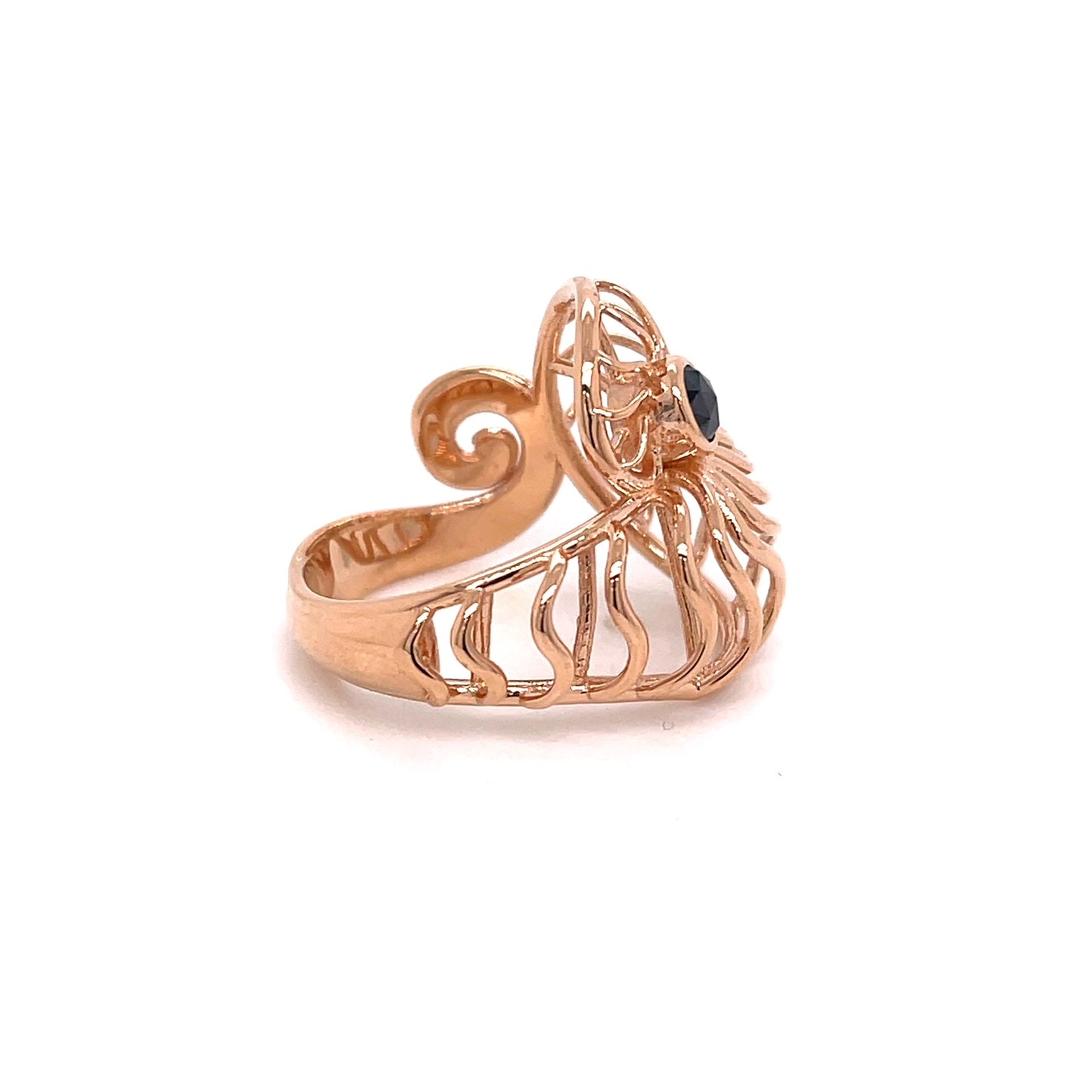 18k Rose Gold Black Diamond Ammonite Ring