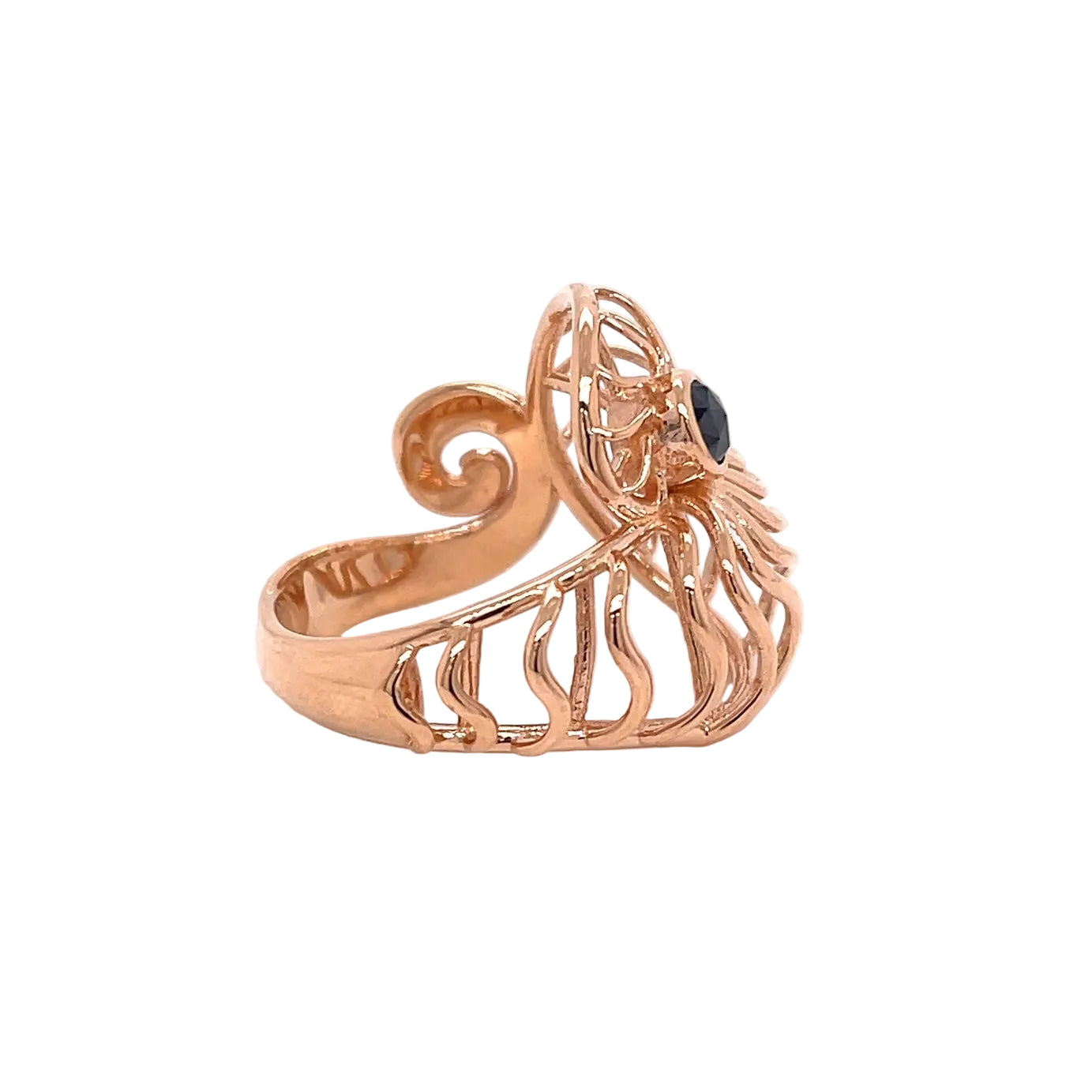 18k Rose Gold Black Diamond Ammonite Ring