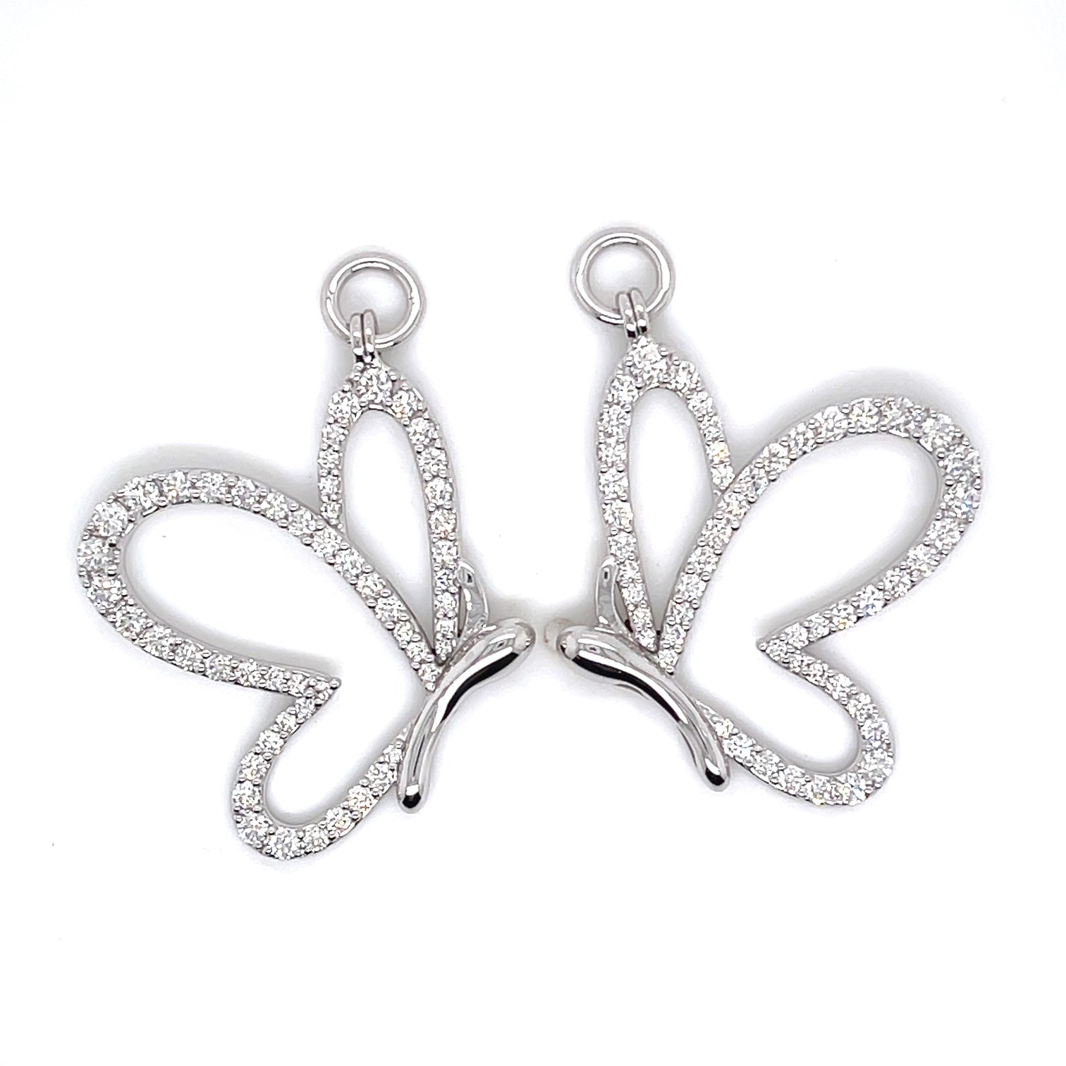 Custom jewelry, white diamond white gold butterfly jackets, llyn strong, Greenville, Sc