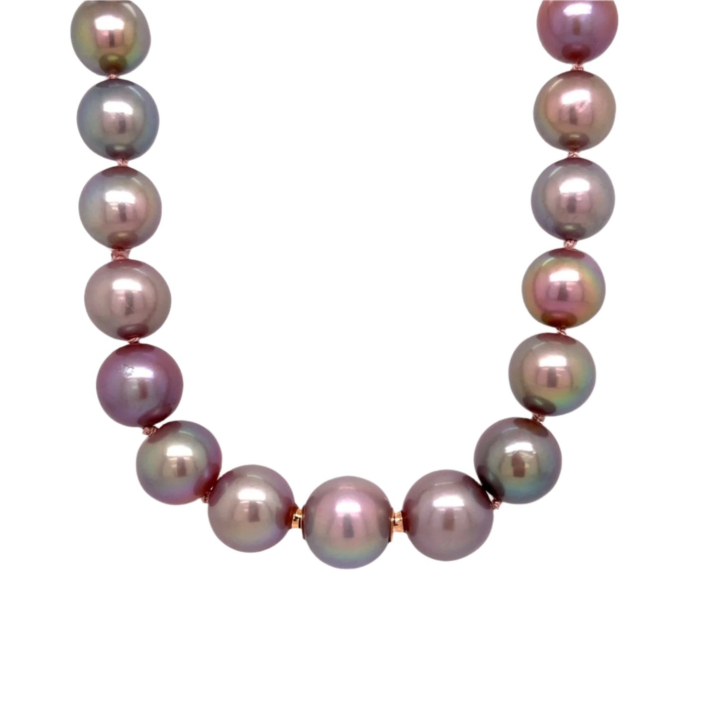 Purple Pearl Necklace with 18k Rose Gold Clasp
