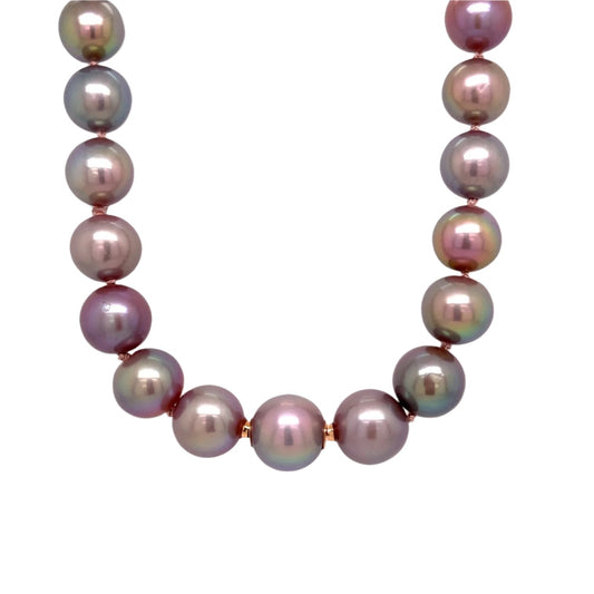Purple Pearl Necklace with 18k Rose Gold Clasp