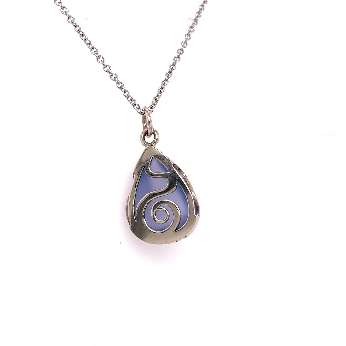 14k White Gold Pear Shape Chalcedony Pendant