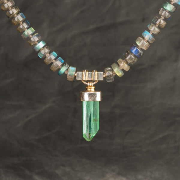 custom jewelry, gold, labradorite, necklace, llyn strong, greenville, south carolina
