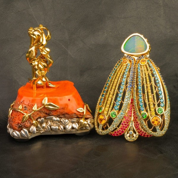 custom jewelry, gold, opal, garnet, diamonds, coral, aquamarine, sapphire, alexandrite, pendant, brooch, llyn strong, greenville, south carolina